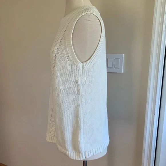 CHELSEA & THEODORE Large off white Ivory Knit Sweater Vest - Picture 3 of 12